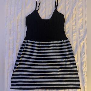 Black and Gray Striped Baby Doll Top